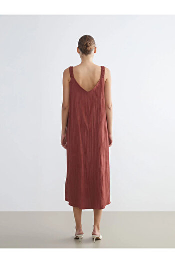 LC Waikiki V-Neck Textured Dress
