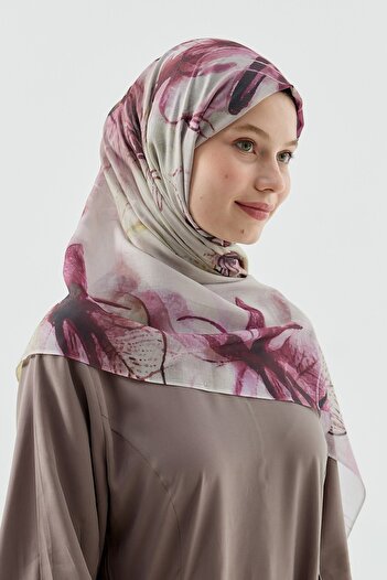 Modakaşmir Water Lily Pattern Moon Shawl
