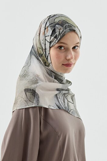 Modakaşmir Water Lily Pattern Moon Shawl