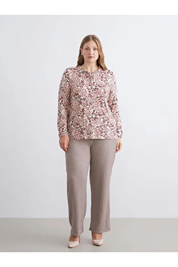 LC Waikiki Tie-Up Collar Patterned Blouse