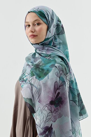 Modakaşmir Lily Pattern Moon Shawl