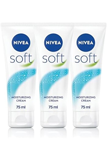 NIVEA Soft Cream Set - Fast Absorbing, Refreshing Moisturizer for Face, Body, and Hands, 75ml Tube,