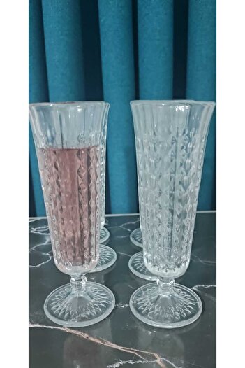 ORTAKÖY CENNETİ Flute Coffee Side Glass Glass 6 Pcs Rames Stamp Model 120 Cc Volume 16.5 cm Height 5.5 cm Mouth Size