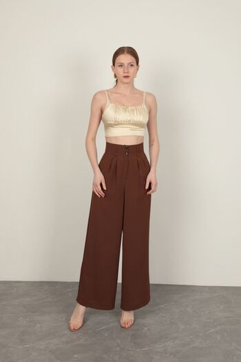 Keops Women's Coffee Pants - Polyviscose Fabric