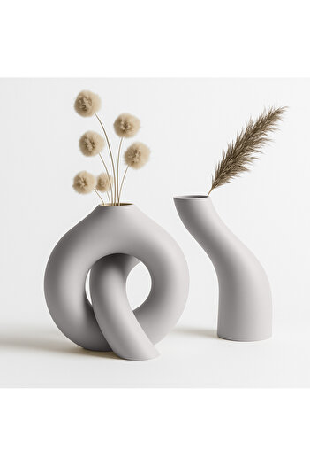 ArtEvo Set of sculptural decorative vases with modern design