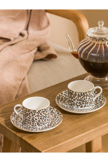 LC Waikiki Lcw Home Mixed Leopard Patterned Porcelain Coffee Cup Set for 2 People 124 ml