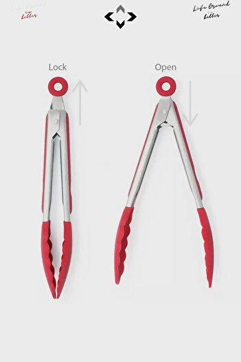 LİGROUND Stainless Steel Kitchen Tongs with Silicone Tips Heat Resistant Non-Slip Handle Grilling Salad Serving Tongs