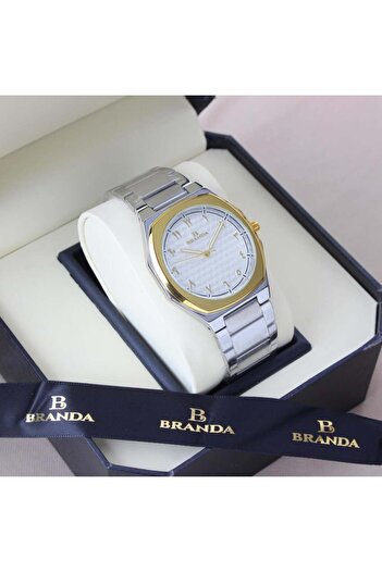 branda Men's Watch with Silver Strap and Arabic Numbers