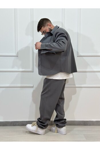Urban Collection Shirt with pockets and long gray pants set
