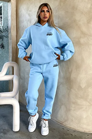 macklin Unisex Ανδρικό Γυναικείο Αθλητικό Σετ Φούτερ με κουκούλα με στάμπα Oversize 3 νημάτων