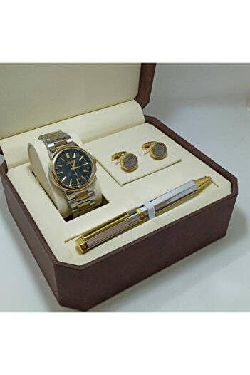 marblino 3-Year Warranty Men's Set: Luxury Watch with Pen and Cufflinks