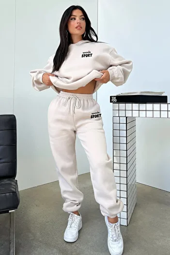 macklin Set de trening unisex pentru bărbați și femei, cu imprimeu sportiv, supradimensionat, cu glugă, din 3 fire