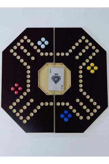 Generic Foldable jackaroo game with 16 marble balls 40 x 40 cm