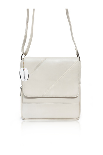 westbag Genuine Leather Beige Multi-Compartment Unisex Messenger Bag Crossbody Shoulder Bag with Side Strap