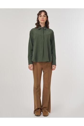 Kayra Patı Hidden Rayon Blouse Forest Green