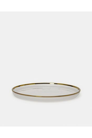 erorex White Alabaster Side Plate With Gold Rim, White, One Size
