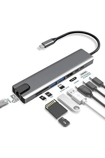 STOREMAX To Hdmi Ethernet Typec Hub 8in1 Port Çoklayıcı Macbook Ile İle Uyumlu Çoğaltıcı Type C To Us