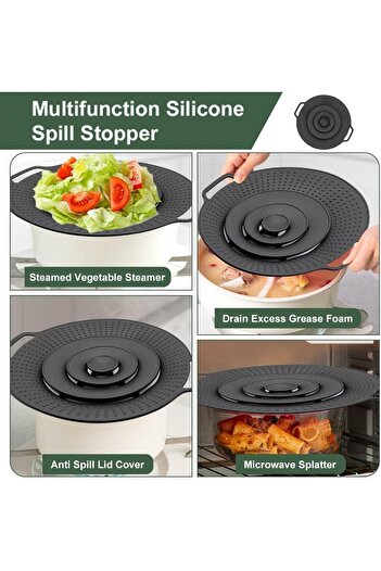 erorex Pot Cover Spill Stopper Lid, Silicone Spill Stopper Reusable Boil Over Spill Stopper Lid