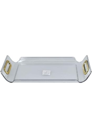 erorex Rectangular Raised Edge Serving Tray With Handle Clear And Brown X Large Y1K150050 Cl