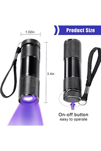 erorex 10 Pcs UV Blacklight Flashlights Handheld Blacklight Flashlights LED Flashlight Torch Light Mini