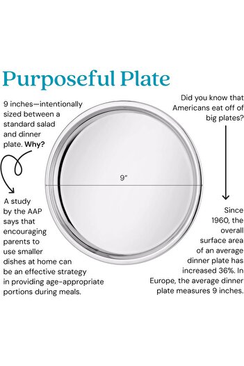 erorex Stainless Steel Plates 9" Round Classic Stainless Steel Kids Plates, Non Toxic Plate, Bpa Free &