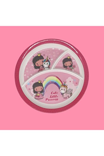 erorex Melamine Kids Round 3 Partition Plate Queen Design | 26 Cm