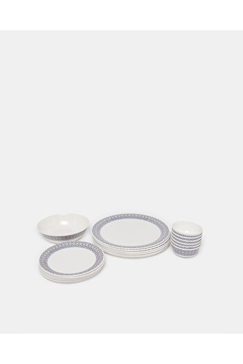 erorex White Geometric Dinner Set (20 Piece), Multicolor, One Size