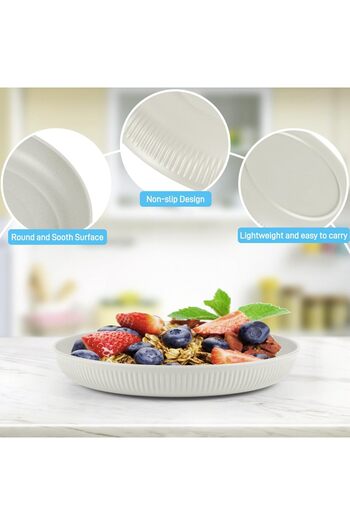 erorex 6Pcs Unbreakable Dinner Plates, 22.5Cm Plastic Plate Camping Set, Reusable Salads, Pasta, Parties,