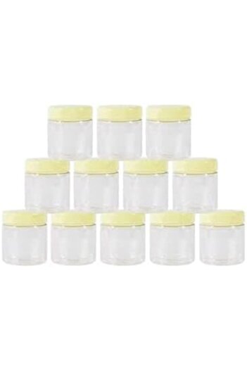 Alsaqer Plastic Spice Storage Pet Jar with Lid 12-Pieces Set, Sunpet 100 ml Capacity, Clear