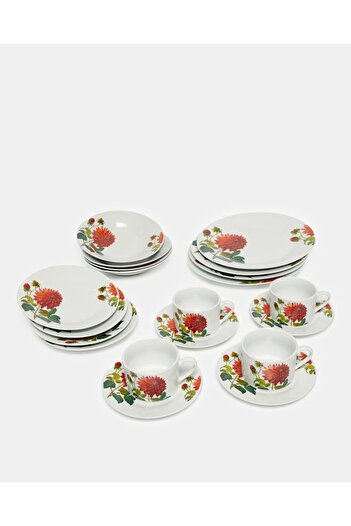 erorex White Floral Design Dinner Set (20 Piece), Multicolor, One Size 131483778