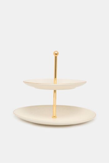erorex Ivory 2 Tier Embossed Plate, Off White, One Size