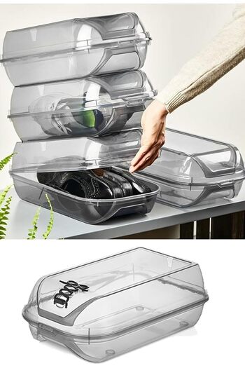 STOREMAX Snshop Smoked Lock Cover Unisex Shoe Storage Box |   Modular Structure |   Shoe Storage - 5 a