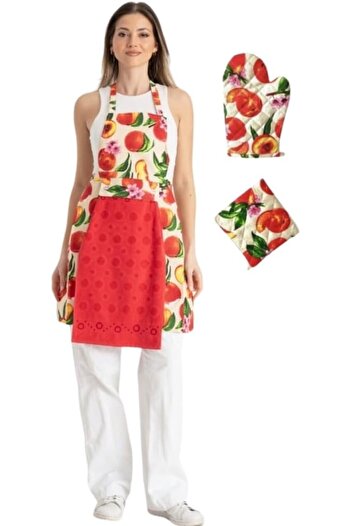 STOREMAX Snshop Towel Kitchen Apron Oven Mitts and Holder Red 467437