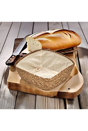 STOREMAX Snshop Handmade Wicker Square Bread Basket with Cloth Inside and Decorative Square Wicker Basket, Wicker Inside Cloth