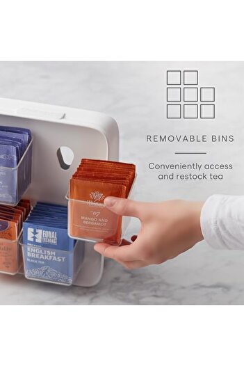 STOREMAX Polysight Transparent Canisters, Tea Tea Bag Organizer Caddy with Cabinet or Pantry Storage, 80-Bag t