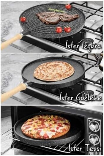 STOREMAX Sellbuyst Fireproof Non-Stick Granite Coating Cast Double-Sided Grill and Pancake Pan, Double