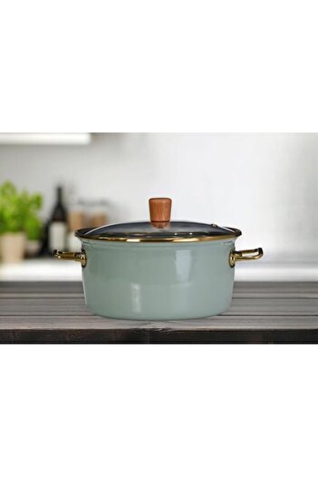 STOREMAX Jevnna Home Soft Green Enamel Frying Pan 22 cm Tool 646268