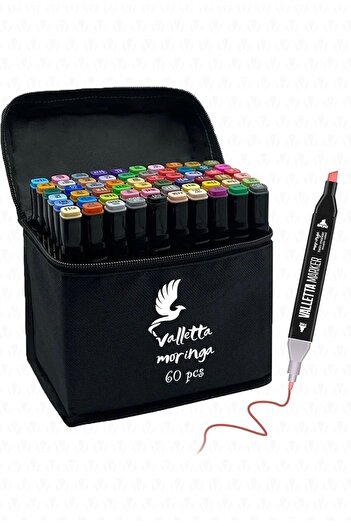 STOREMAX Polysight Moringa 60-Piece Double-Sided Art Marker Felt Tip Set with Bag Trendzap 467437