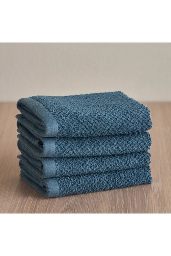 Generic Estella Popcorn 4-Piece 420 GSM Turkish Cotton Finger Tip Towel Set - 30x30 cm