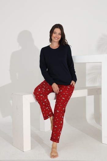 Etoile 100% Cotton Long Sleeve Cuffed Women's Pajama Set with Pockets 98515-516