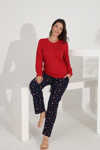 Etoile 100% Cotton Long Sleeve Cuffed Women's Pajama Set with Pockets 98515-516
