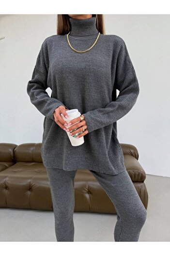 Lamierra Women's Knitwear Set with High Neck Tights