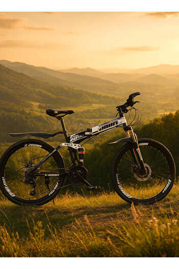 ETG 26 Inch Folding Mountain Bike, 21 Speed Full Suspension Bicycle with Shock Absorber