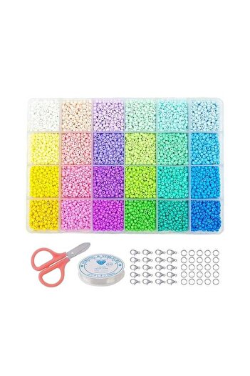 COOYA 12000pcs,Beads,24 Colors Kits for DIY,Woven Macarone Rice Beads With Accessories,3mm,19.5x13.5x2.5cm