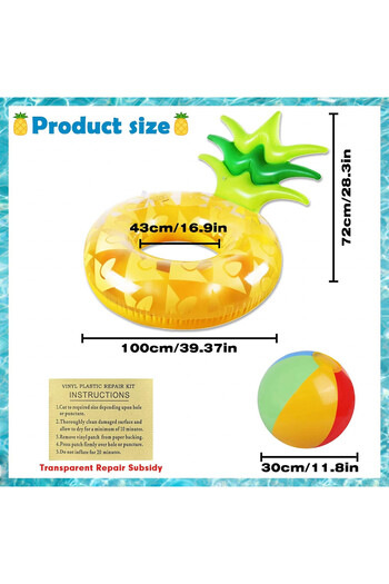 Barvere inflatable swimming chair and ball set, polyvinyl chloride, yellow/green, 100 x 72 cm/30 cm