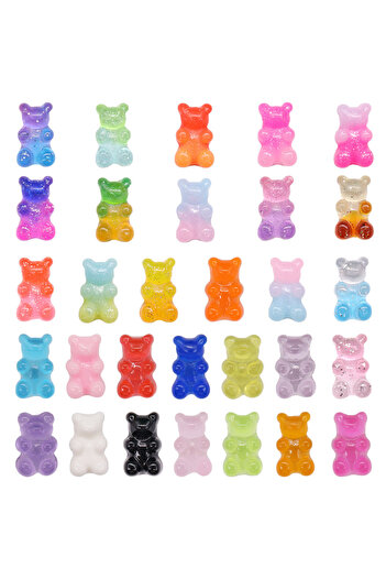 Choice Khaki 30pcs Resin Mix Crystal Bear Lovely Shoe Button Charms Colorful Decorations Fit Wristband Kids