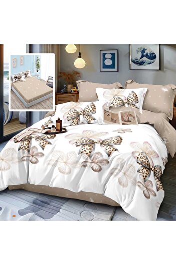 Pucioasa Finet bed linen with elastic, 6 pieces, Flowers and bows