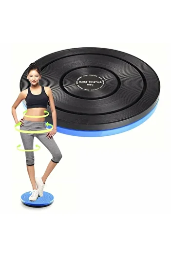 FOXMAG24 Rotating Abdominal Toning Disc, Polypropylene, 25x25x3cm, 3D Massage Surface, Blue/Black