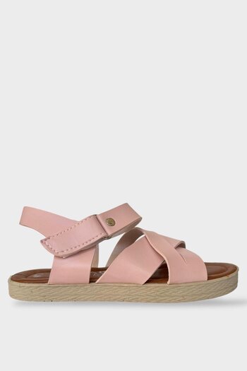Liger Women's Velcro Cross Strap Sandals Pudra