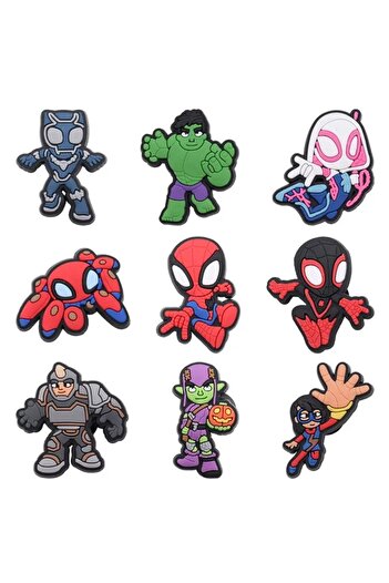 Miniso 9pcs 9-47Pcs Spider Man Avengers Hero Marvel PVC Lovely Shoes Charms Children Sandal Shoes Buckle Ki
